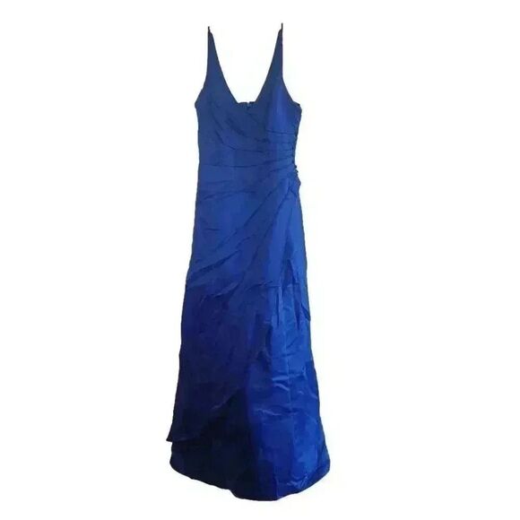 Niki Lavis Women's Royal Blue Poly Satin Ball Gown w Shawl - Picture 1 of 11